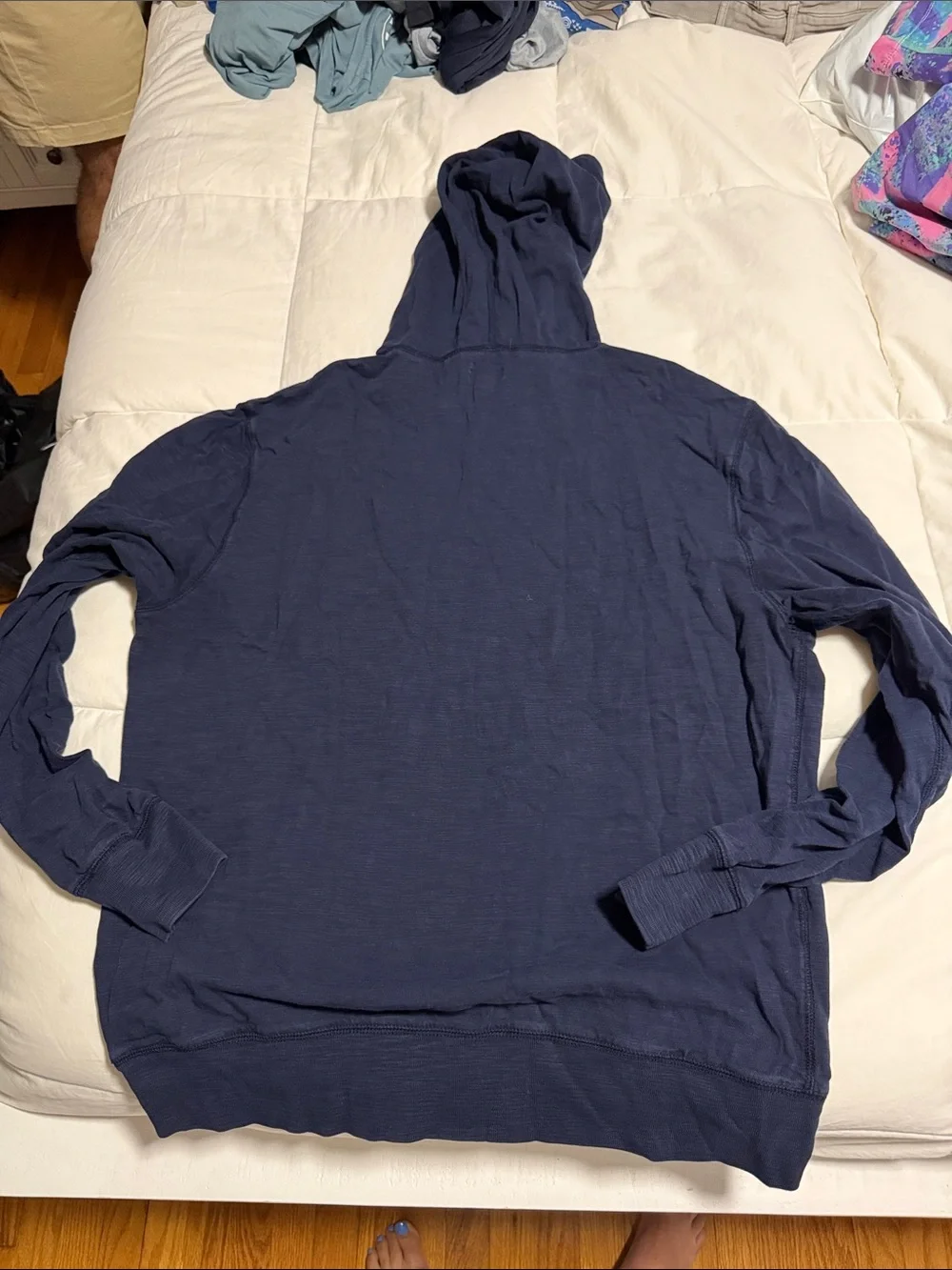 J. Crew Navy Blue Pullover Hooded Long-Sleeve Shirt